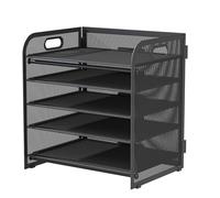 Multifunctional Desk Organizers, 5-Tiered Paper Letter Tray Organizers with Sliding Drawer and 2 Pen Holder Supplies