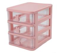Multifunctional Desktop Storage Organiser with Drawers, Plastic Multi-Tier Jewellery Box and Makeup Holder for Office Desk, Stationery and Hair(3 layers Pink)