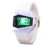 Multifunctional Digital Airplane Watch for Men and Women Colorful LED Cool Lights Unique Design Plastic Mirror 1 X Airplane Watch (White)