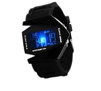 Multifunctional Digital Airplane Watch for Men and Women Colorful LED Cool Lights Unique Design Plastic Mirror 1 X Airplane Watch (Black)