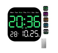 Multifunctional Digital Alarm Clock for Home & Office, Large Screen LED Digital Wall Clock Battery Operated, Electronic Calendar Wall Clock with Display for Living Room, Nordic Minimalist Style (E)