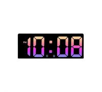 Multifunctional Digital Clock with Temperature Display, Alarm Clock with Night Light, 7 Color Options with Date and Time for Home Office Desk (Pink gradient)