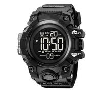 Multifunctional Digital Watch for Men with Stopwatch, Alarm Clock, Dual Time, and Backlight, Water Resistant, Mens Sports Watch for Outdoor Activities (Black)