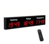 Multifunctional Digital World Clock with Large LED Display, Customizable City Settings, Wall-Mounted Design - Perfect for Hotels, Offices, and Home Use