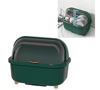 Multifunctional Dish Drying Box with Lid Large Green Dish Drainer for Efficient Kitchen nization Space-Saving Drying Rack for Home Use