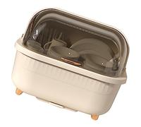 Multifunctional Dish Drying Box with Lid Space-Saving Dish Drainer for Kitchen Accessories - Ideal for Efficient Drying (Apricot M)