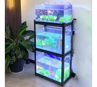 Multifunctional Display Stand | Adjustable Steel Frame Shelf for 3 Fish Tanks Reptile Terrariums & Insect Cages | Storage End Table for Farmhouse Living Room (45x45 cm (17.7 x 17.7in))
