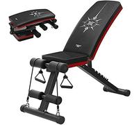 Multifunctional dumbbell bench Adjustable Weight Bench Dumbbell Bench Multi-Purpose Abdominal Trainer with Pulling Rope 7 Levels Height from Flat to Incline/Decline Full Body Workout PU Leathe