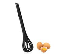 Multifunctional Egg Beater, 2-in-1 Egg Whisk & Food Clip, Manual Plastic Food Mixer Spinner Tongs Tool, Handheld Kitchen Cooking Gadget Utensil for Baking Mixing Milk Salad Gripping Bread Pasta(Black)