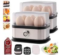 Multifunctional Egg Steamer with Clear Lid, 2026 Smart Egg Cooker with Auto Shut-Off, Rapid Egg Boiler Sunny Side up Maker, Steams Other Foods, 6 Eggs Capacity, Hard, Medium, Soft Boiled (2Pcs)