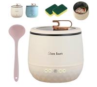 Multifunctional Electric Mini Cooker, Yearpapier Small Rice Cooker for 1-2 People, Multi-Functional & Non-Stick Coating for Dormitories and Office for Carrying When Going Out (Beige,220V)