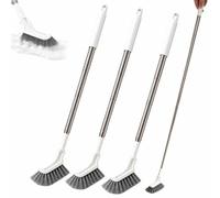 Multifunctional Extendable Long Handle Floor Scrub Brush Curved Toilet Head | 15.16"-45.28" Detachable Telescopic Stainless Steel Cleaning Tool Bathroom Kitchen Grout Tile Shower Cleaner Reusable Home