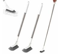 Multifunctional Extendable Long Handle Floor Scrub Brush Curved Toilet Head | 15.16"-45.28" Detachable Telescopic Stainless Steel Cleaning Tool Bathroom Kitchen Grout Tile Shower Cleaner Reusable Home