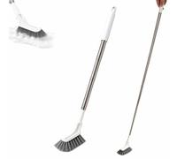 Multifunctional Extendable Long Handle Floor Scrub Brush Curved Toilet Head | 15.16"-45.28" Detachable Telescopic Stainless Steel Cleaning Tool Bathroom Kitchen Grout Tile Shower Cleaner Reusable Home