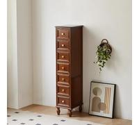 Multifunctional Farmhouse Folding Table - 7-Tier Slim Storage Cabinet with 4 Sturdy Wood Legs, Tall Dresser Chest for Large Capacity & Organization (Brown)
