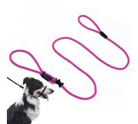 Multifunctional Figure 8 Padded Head Halter Walking Training Leather Stopper Slip Lead Dog Rope Leash (Hot Pink)