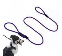 Multifunctional Figure 8 Padded Head Halter Walking Training Leather Stopper Slip Lead Dog Rope Leash (Purple)