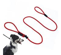 Multifunctional Figure 8 Padded Head Halter Walking Training Leather Stopper Slip Lead Dog Rope Leash Muzzle (Red)