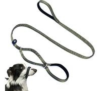 Multifunctional Figure 8 Padded Head Halter Walking Training Reflective Slip Lead Dog Muzzle Webbing Leash (Khaki)