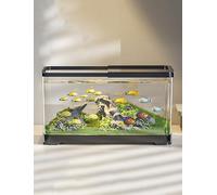 Multifunctional Fish Tank Small Aquarium Creative Fish Tank Multifunctional Fish Tank For Jellyfish, Guppies, Shrimp (basic Model, 38.8x21.5x21.2cm)(Black)