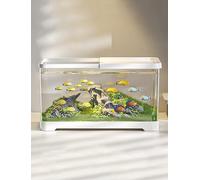 Multifunctional Fish Tank Small Aquarium Creative Fish Tank Multifunctional Fish Tank For Jellyfish, Guppies, Shrimp (basic Model, 38.8x21.5x21.2cm)(Beige)