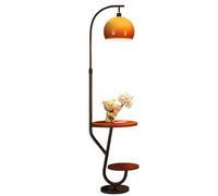 Multifunctional Floor Lamp with 2 Round Tables -ge Glass Shade Vertical Lamp, Modern Decorative Tall Lamps, Reading Standing Floor Lights, Elegant Standing Floor Lights for Bedroom