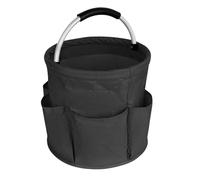 Multifunctional Foldable Basket Portable Picnic Basket Beach Bath Wash Gardening Tool Bag Handy Caddy Camping Car Home Bathroom Supplies Storage Carry Organizer (Black)