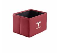 Multifunctional Foldable Car Trash Bin for Tesla Model 3 Highland 2024-2025, Waterproof Car Rubbish Bin, Leather Stain Protection, Dry and Wet Use, Large Capacity, Storage Box,M-Red