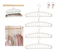 Multifunctional Foldable Clothes Hanger with 11-Hole, Rotate Anti-Skid Folding Hanger, Cascading Plastic Magic Hangers for Heavy Clothes, Shirts Etc for Flats, Travel and Halls of Residence (White*4)