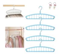 Multifunctional Foldable Clothes Hanger with 11-Hole, Rotate Anti-Skid Folding Hanger, Cascading Plastic Magic Hangers for Heavy Clothes, Shirts Etc for Flats, Travel and Halls of Residence (Blue*4)