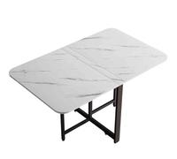 Multifunctional Foldable Dining Table Square High Capacity Marble Look Table for Home Space Saving Design Elegant and Sturdy Perfect for Dining Rooms and Small Spaces (Color: White)