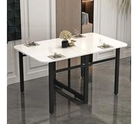 Multifunctional Foldable Dining Table with Drop Leaves Compact & Extendable for Small Spaces Adjustable Legs Modern Design in Black & White for Kitchen and Dining Room.