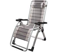Multifunctional Folding Deck Chair with Detachable Headrest, Portable Recliner for Beach, Camping & Lunch, Adjustable 0-170° Backrest, Comfortable Lounge Chair