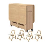 Multifunctional Folding Dining Table Set with 4 Chairs - Space-Saving Retractable Design for Small Kitchens and Dining Rooms Perfect for Compact Living Spaces