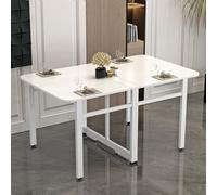 Multifunctional Folding Dining Table with Drop Leaves Space-Saving Adjustable Legs Extensible Design - Perfect for Small Kitchens Bedrooms & Dining Rooms - White Finish