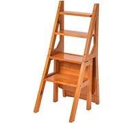 Multifunctional Folding Ladder ChairSturdy Solid Wood Design Versatile Step Ladder Stool & Shelf SpaceSaving Solution for Home Use Your Needs