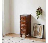 Multifunctional Folding Table & Farmhouse 4-Drawer Dresser Narrow Tall Storage Tower with Solid Wood Legs Large Capacity Cabinet for Home nization (Brown 4-Tier)