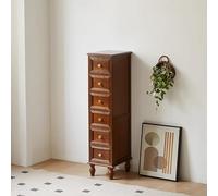 Multifunctional Folding Table & Vertical Storage Cabinet 6-Tier Narrow Dresser with 4 Solid Wood Feet Large Capacity Farmhouse Style Slim Tall Storage Tower (Brown)