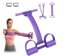 Multifunctional Foot Pedal Resistance Assistance Expander Chest Leg Band, 8-Tubes Elastic Sit up Pull Rope with Handles, 3-in-1 Detachable Fashion Puller Exercise for Full Body Exercise (Purple)