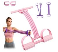 Multifunctional Foot Pedal Resistance Assistance Expander Chest Leg Band, 8-Tubes Elastic Sit up Pull Rope with Handles, 3-in-1 Detachable Fashion Puller Exercise for Full Body Exercise (Pink)