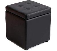 Multifunctional Footstool & Shoe Bench Stylish PU Fabric Storage Ottoman Compact Footrest for Small Items Versatile Sofa Bench - Black
