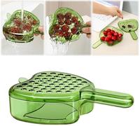 Multifunctional Fruit and Vegetable Washing Bowl with Lid, Fruit Drainer Container with Handle, 2 in 1 Drainer and Strainer, MiniPlastic Colander, Berry and Tomato Grape Washer