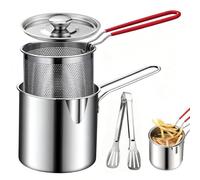 Multifunctional Fryer, Splash-Proof Deep Pot Design with Filter Basket, 304 Stainless Steel Home Deep Frying Pot, Deep Fryer Pot with Fry Tongs Lid, Oil Filter Pot for Kitchen, Frying, Cooking