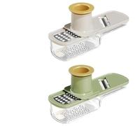 Multifunctional Garlic Grinder, 3 in 1 Garlic Slicer Super Thin, Mini Garlics Slicer, Veggie Garlics Ginger Grinder, Food S-licer with Hand Guard, Vegetable Mandoline Cutter with Container