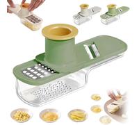 Multifunctional Garlic Grinder,3 in 1 Mandoline Slicer Veggie Garlic Ginger Grinder Vegetable Mandoline Cutter with Container,Handheld Mini G-arlic Slicer for Baking Grinding Vegetable,Kitchen Gadgets