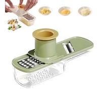 Multifunctional Garlic Grinder & Mandoline Slicer, 3 in 1 Multi-Functional Mandoline Slicer Veggie Shredder Garlics Ginger Grinder, Easy Slicing and Grinding, Shredding (Green)