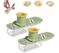 Multifunctional Garlic Grinder, Mini Garlic Slicer for Grating, Slicing & Grinding, 3-in-1 Handheld Ginger Vegetable Cutter with Container, Easy to Use Kitchen Gadget (B 2PCS)
