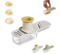 Multifunctional Garlic Grinder, Mini Garlic Slicer, Multi-Functional Mandoline Slicer, Veggie Ginger Grinder, Handheld Chopper, Easy Slicing and Grinding,Shredding,for Home,Restaurant (White)