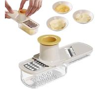 Multifunctional Garlic Grinder,Mini Slicer That Can Grind,Multi-Functional Mandoline Slicer Veggie Shredder Garlic Ginger Grinder Vegetable Mandoline Cutter with Container for Vegetables (White)