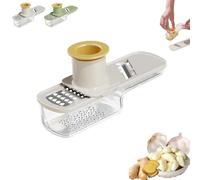 Multifunctional Garlic Grinder, Mini Slicer That Can Grind, Multi-Functional Mandoline Slicer Veggie, with Container, for Kitchen, Food Slicer(White)